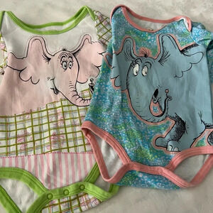 Dr Seuss Horton Hears A  Who Bodysuit Set of Two 9M Baby Girl